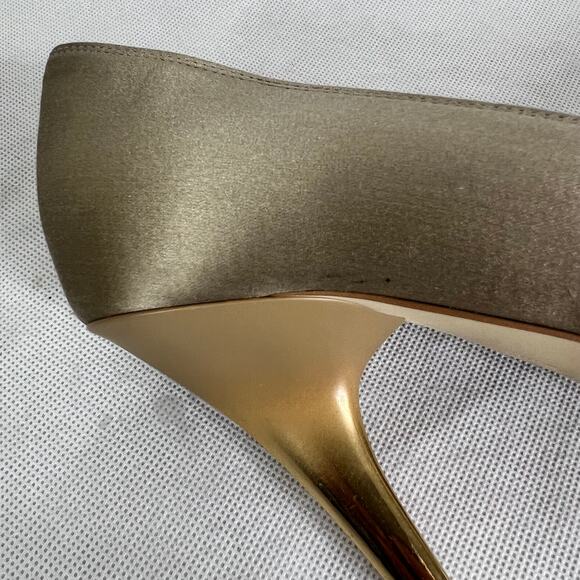 Stella McCartney Two Colors Satin Pumps Golden Metallic - Picture 10 of 14